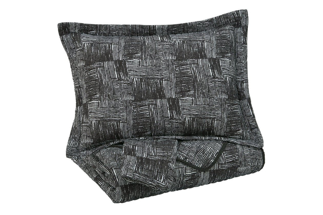 Jabesh Black 3-Piece Queen Quilt Set - Lara Furniture