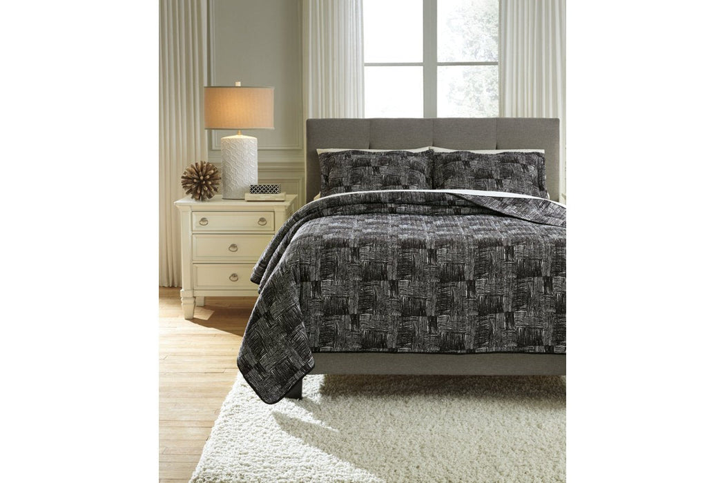 Jabesh Black 3-Piece Queen Quilt Set - Lara Furniture