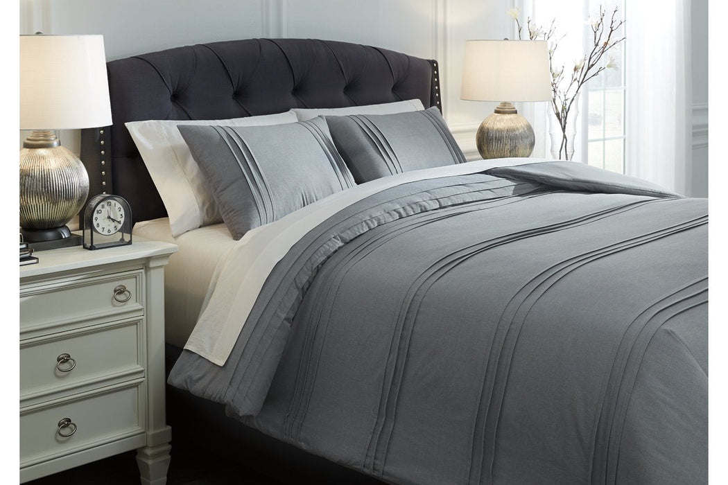 Mattias Gray 3-Piece King Comforter Set - Lara Furniture