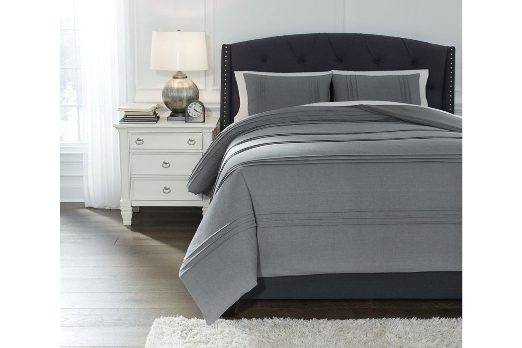 Mattias Gray 3-Piece King Comforter Set - Lara Furniture