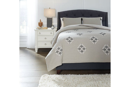 Jawanza Gray 3-Piece Queen Comforter Set - Lara Furniture