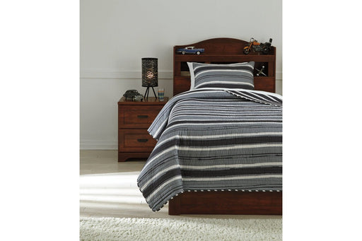 Merlin Gray/Cream 2-Piece Twin Coverlet Set - Lara Furniture