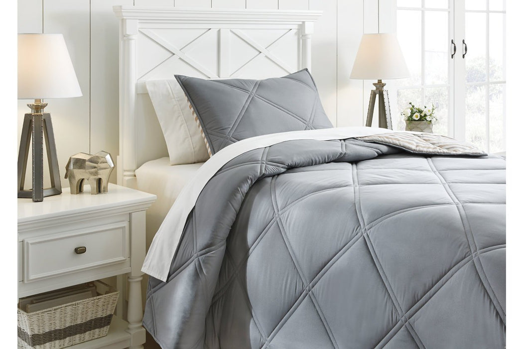 Rhey Tan/Brown/Gray 2-Piece Twin Comforter Set - Lara Furniture