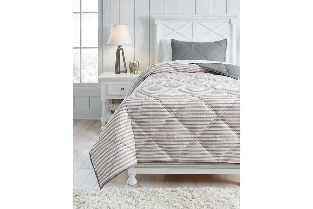 Rhey Tan/Brown/Gray 2-Piece Twin Comforter Set - Lara Furniture