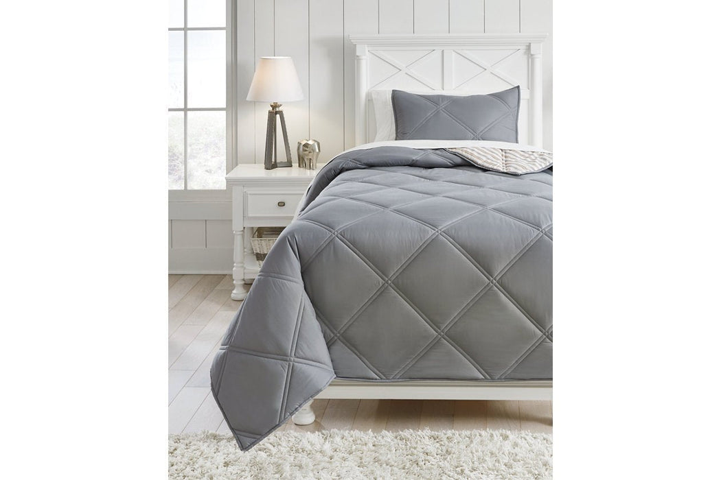 Rhey Tan/Brown/Gray 2-Piece Twin Comforter Set - Lara Furniture