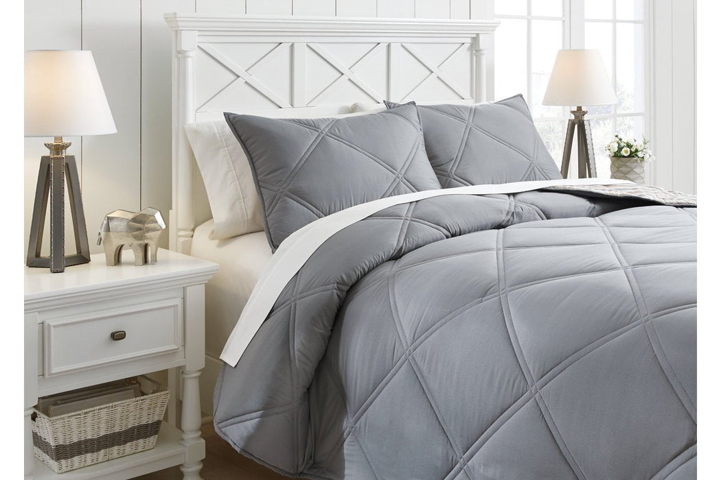 Rhey Tan/Brown/Gray 3-Piece Full Comforter Set - Lara Furniture