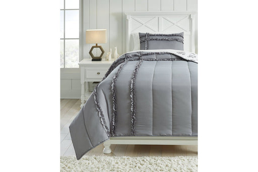 Meghdad Gray/White 2-Piece Twin Comforter Set - Lara Furniture