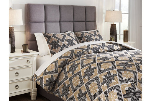 Scylla Brown/Black 3-Piece King Comforter Set - Lara Furniture