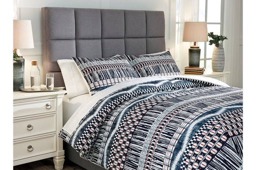 Shilliam Navy/Rust 3-Piece King Comforter Set - Lara Furniture