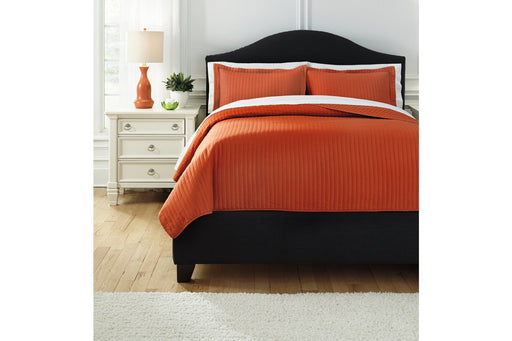 Raleda Orange 3-Piece King Coverlet Set - Lara Furniture