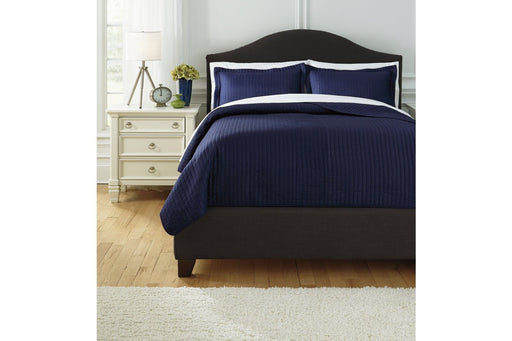 Raleda Navy 3-Piece King Coverlet Set - Lara Furniture