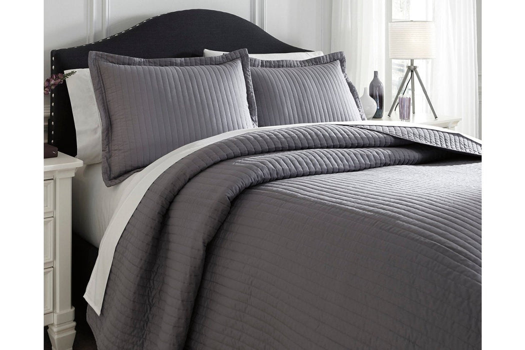 Raleda Gray 3-Piece King Coverlet Set - Lara Furniture