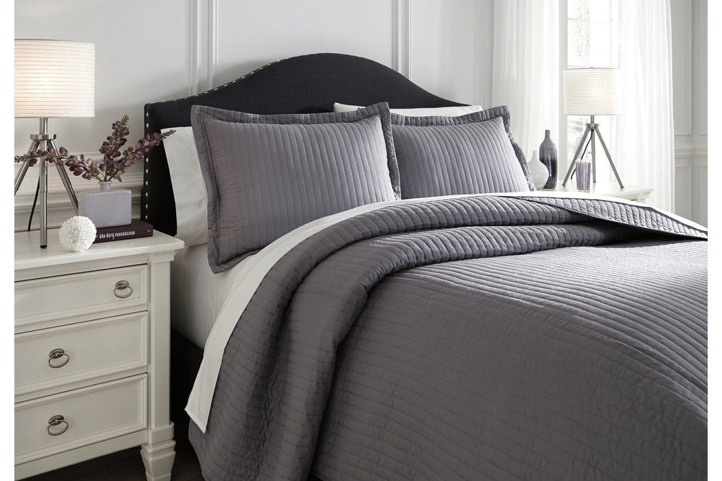 Raleda Gray 3-Piece King Coverlet Set - Lara Furniture