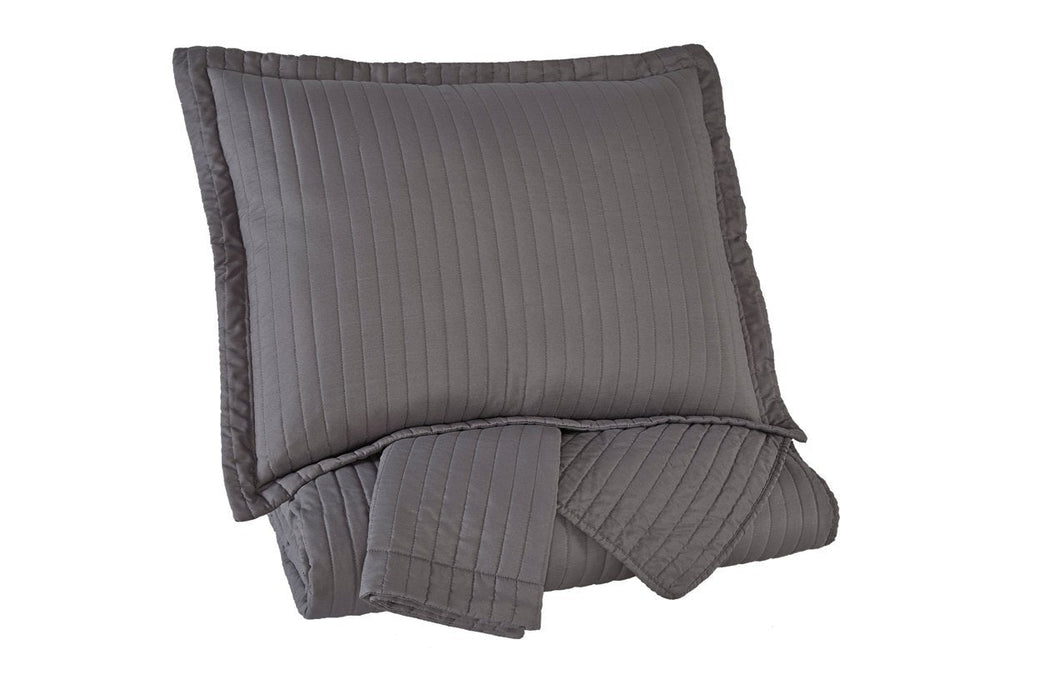 Raleda Gray 3-Piece Queen Coverlet Set - Lara Furniture