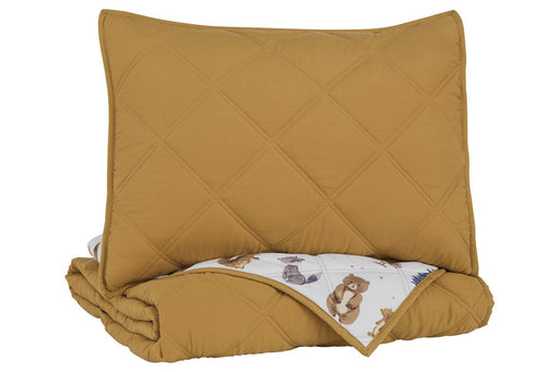 Cooperlen Golden Brown Twin Quilt Set - Lara Furniture