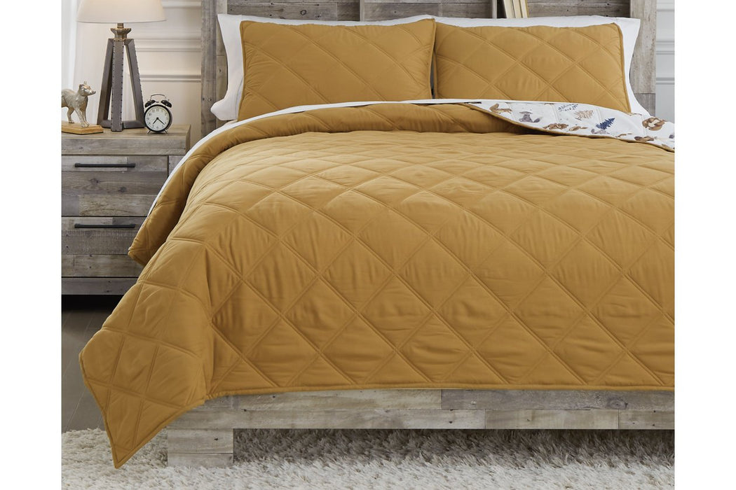 Cooperlen Golden Brown Full Quilt Set - Lara Furniture