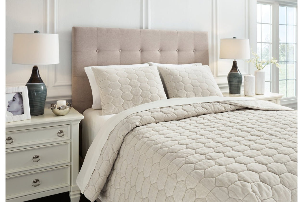 Hesper Bone Queen Coverlet Set - Lara Furniture