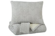 Jaxine Gray/White/Cream King Coverlet Set - Lara Furniture