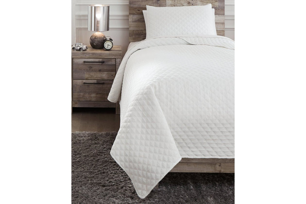 Ryter White Twin Coverlet Set - Lara Furniture