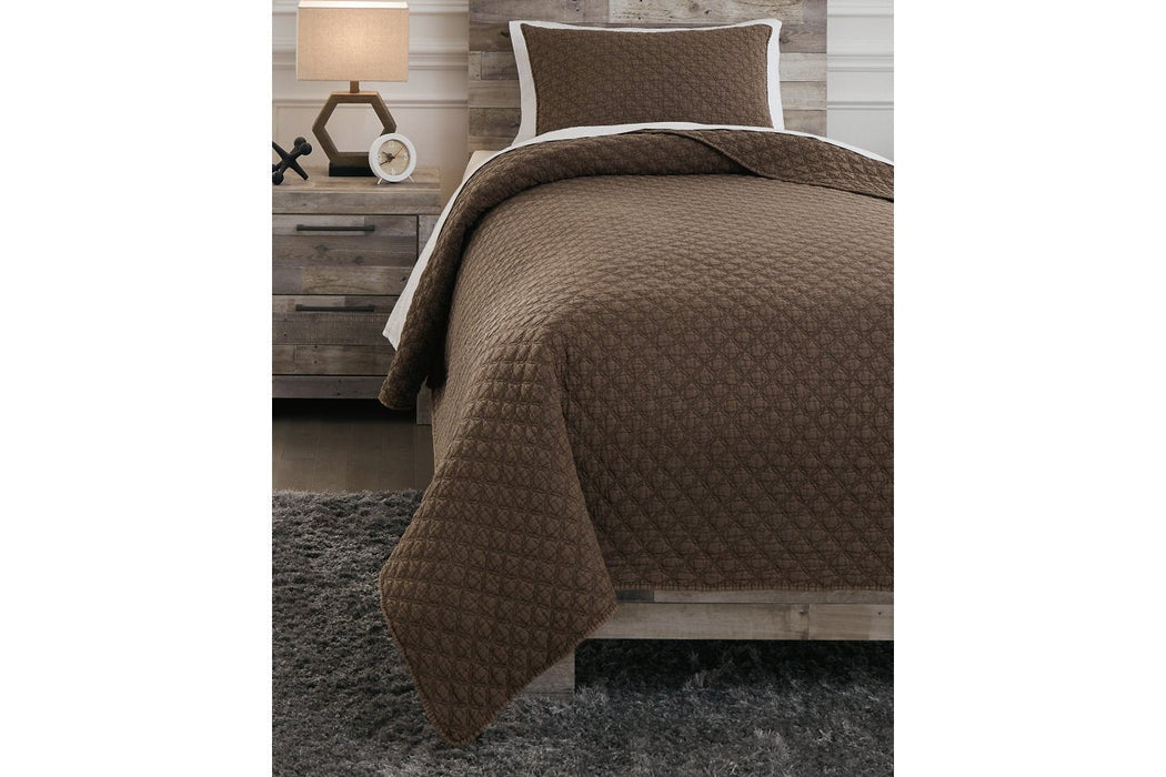 Ryter Brown Twin Coverlet Set - Lara Furniture