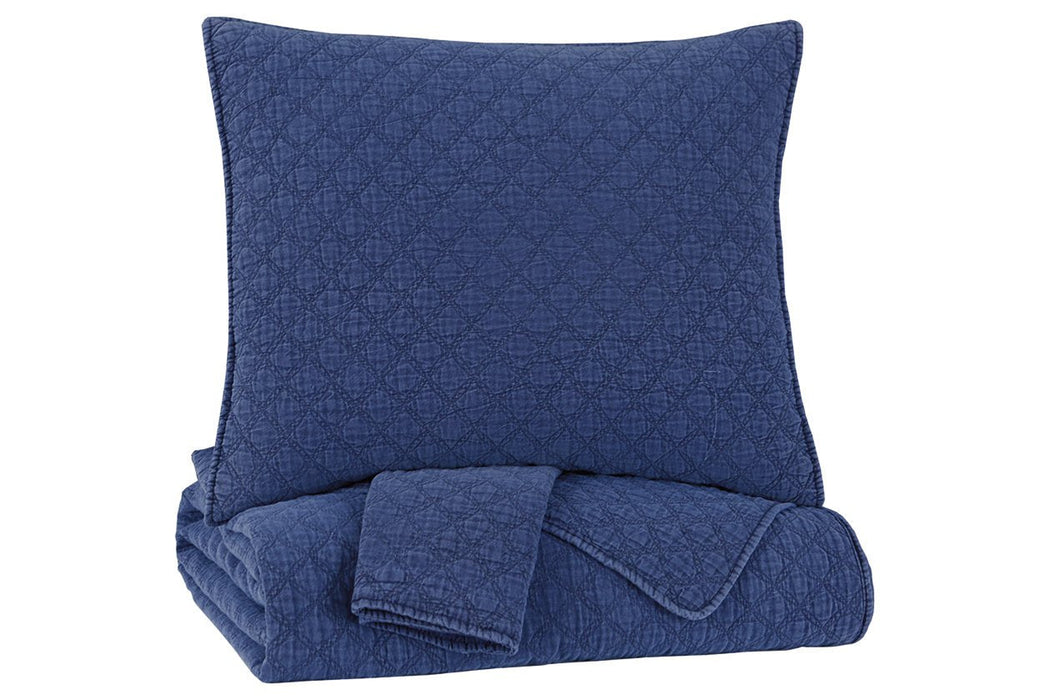 Ryter Navy Queen/Full Coverlet Set - Lara Furniture