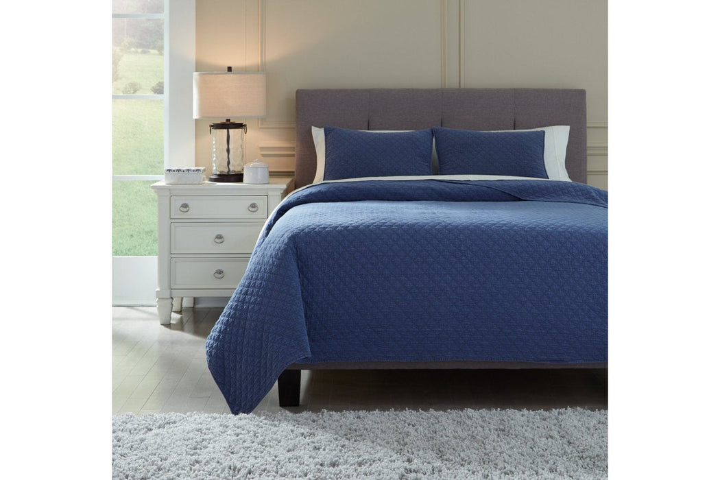 Ryter Navy Queen/Full Coverlet Set - Lara Furniture