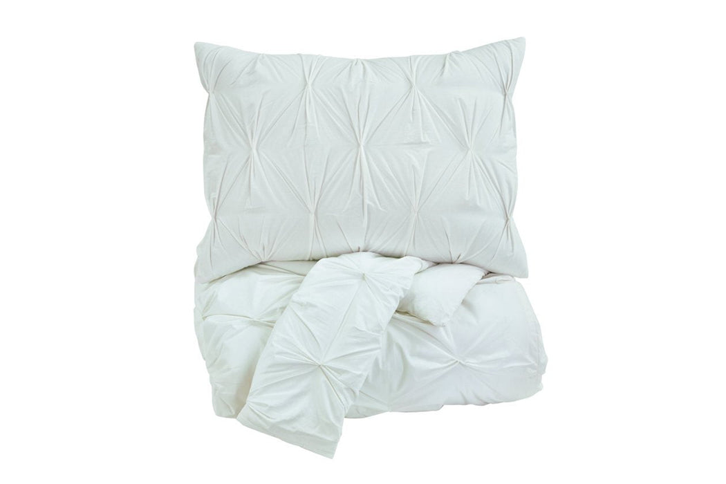 Rimy White 3-Piece Queen Comforter Set - Lara Furniture