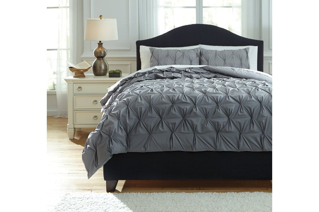 Rimy Gray 3-Piece King Comforter Set - Lara Furniture