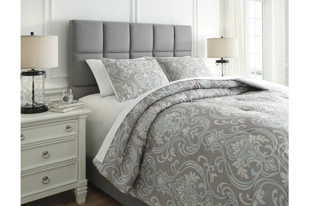 Noel Gray/Tan 3-Piece King Comforter Set - Lara Furniture