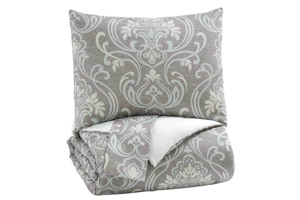 Noel Gray/Tan 3-Piece Queen Comforter Set - Lara Furniture