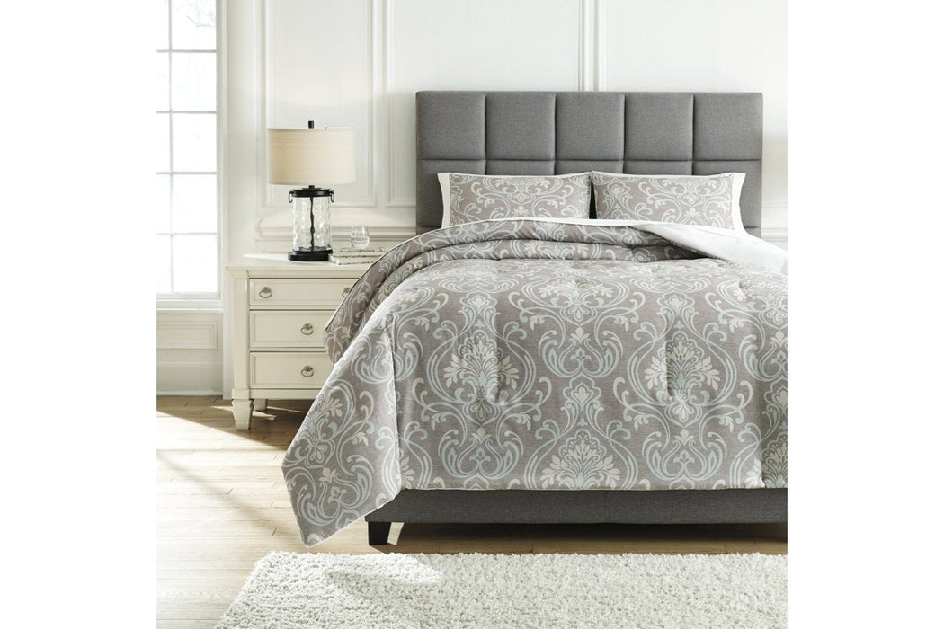 Noel Gray/Tan 3-Piece King Comforter Set - Lara Furniture