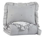 Hartlen Gray/White Twin Comforter Set - Lara Furniture