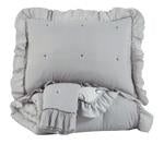 Hartlen Gray/White Full Comforter Set - Lara Furniture