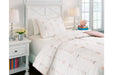 Lexann Pink/White/Gray Twin Comforter Set - Lara Furniture