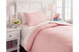 Lexann Pink/White/Gray Twin Comforter Set - Lara Furniture