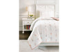 Lexann Pink/White/Gray Twin Comforter Set - Lara Furniture