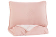 Lexann Pink/White/Gray Twin Comforter Set - Lara Furniture