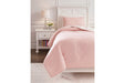 Lexann Pink/White/Gray Twin Comforter Set - Lara Furniture