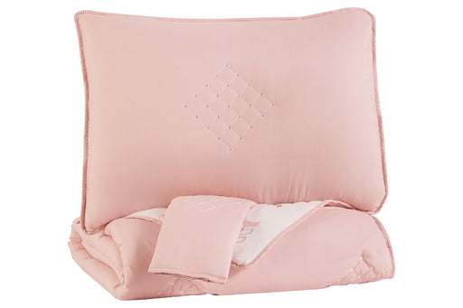 Lexann Pink/White/Gray Full Comforter Set - Lara Furniture