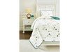 Averlett Teal/White/Gray Twin Quilt Set - Lara Furniture