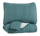 Averlett Teal/White/Gray Full Quilt Set - Lara Furniture