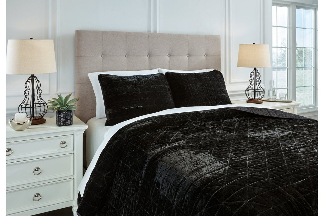 Dairick Black Queen Quilt Set - Lara Furniture