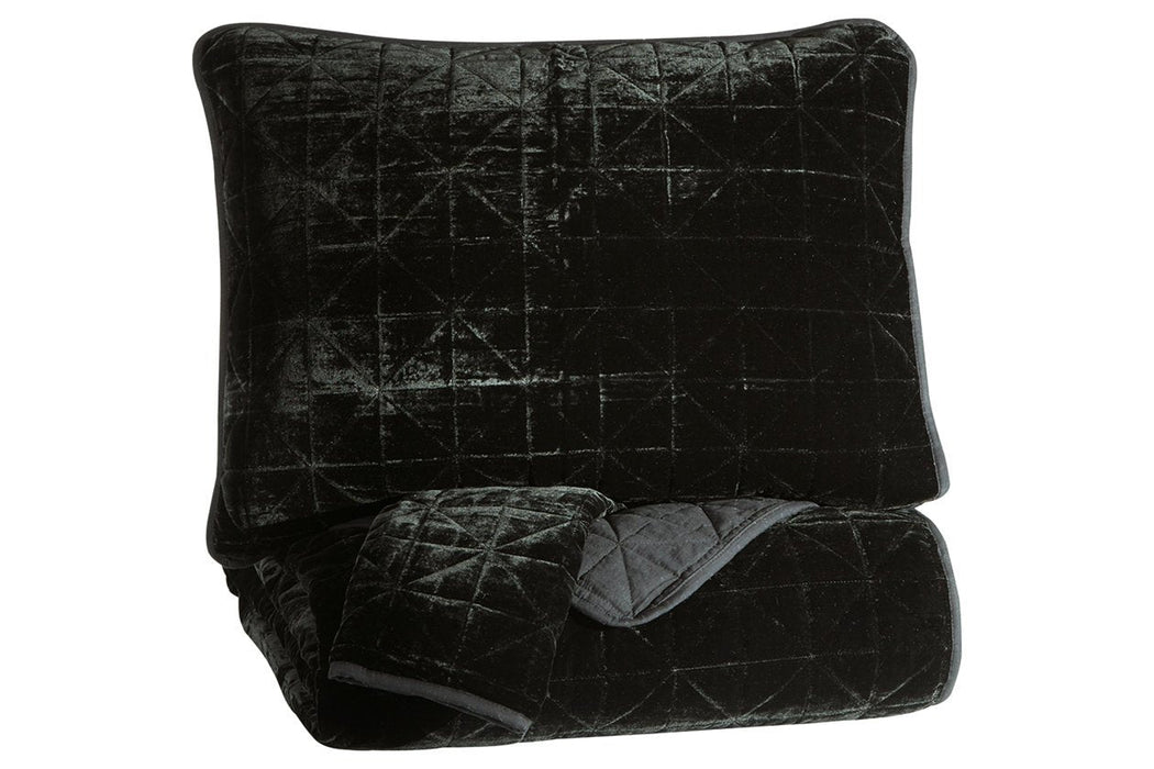 Dairick Black Queen Quilt Set - Lara Furniture