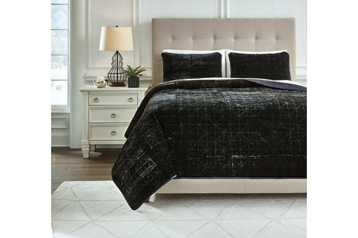 Dairick Black King Quilt Set - Lara Furniture