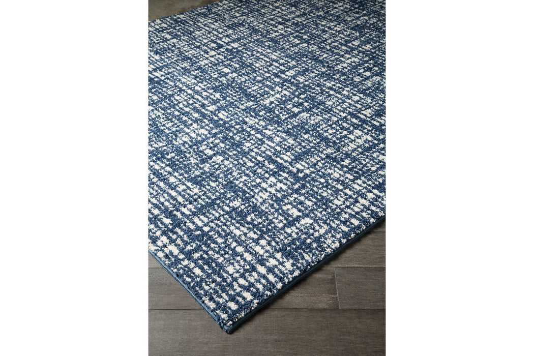 Norris Blue/White 7'6" x 9'6" Rug - Lara Furniture