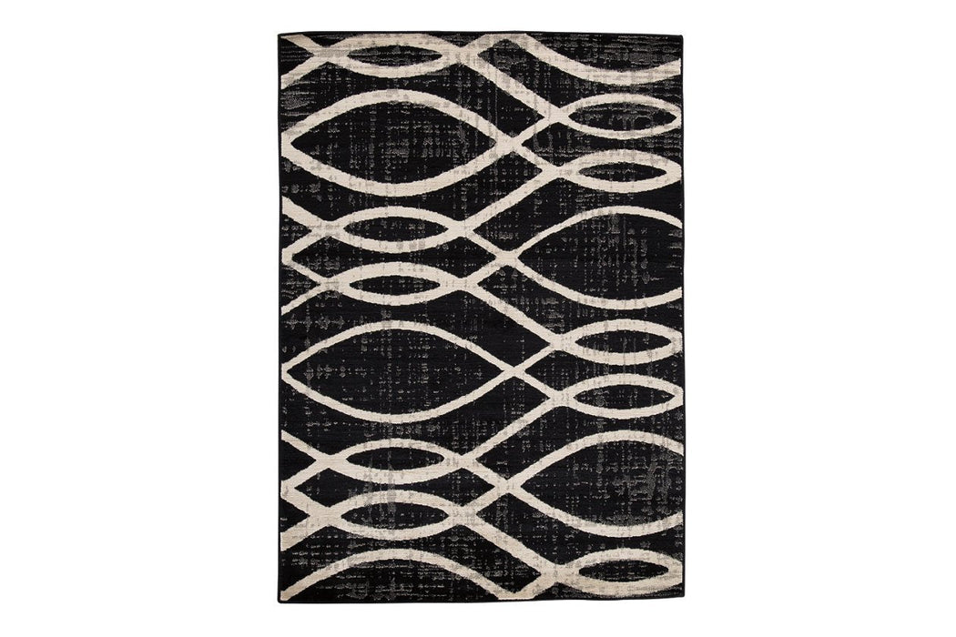 Avi Black/Cream/Gray 7'10" x 10' Rug - Lara Furniture