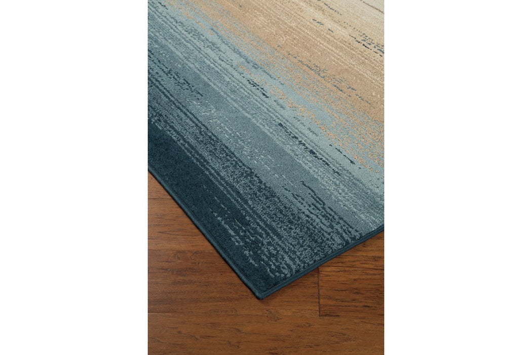 Ignacio Blue/Tan 7'7" x 10' Rug - Lara Furniture