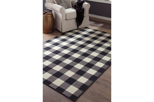 Juji Black/Cream 5'3" x 7'6" Rug - Lara Furniture