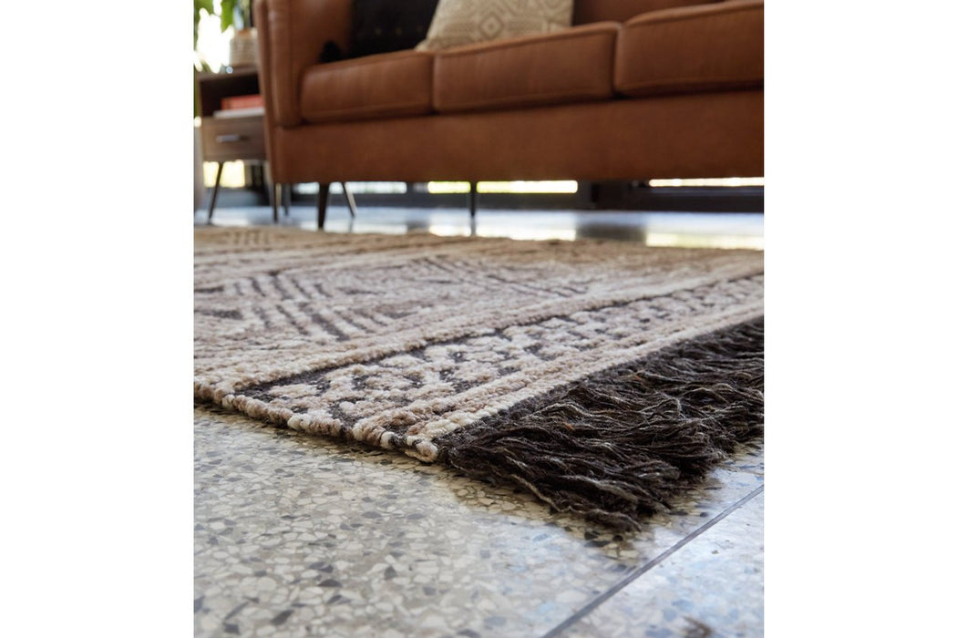 Kylin Taupe/Charcoal/White Medium Rug - Lara Furniture