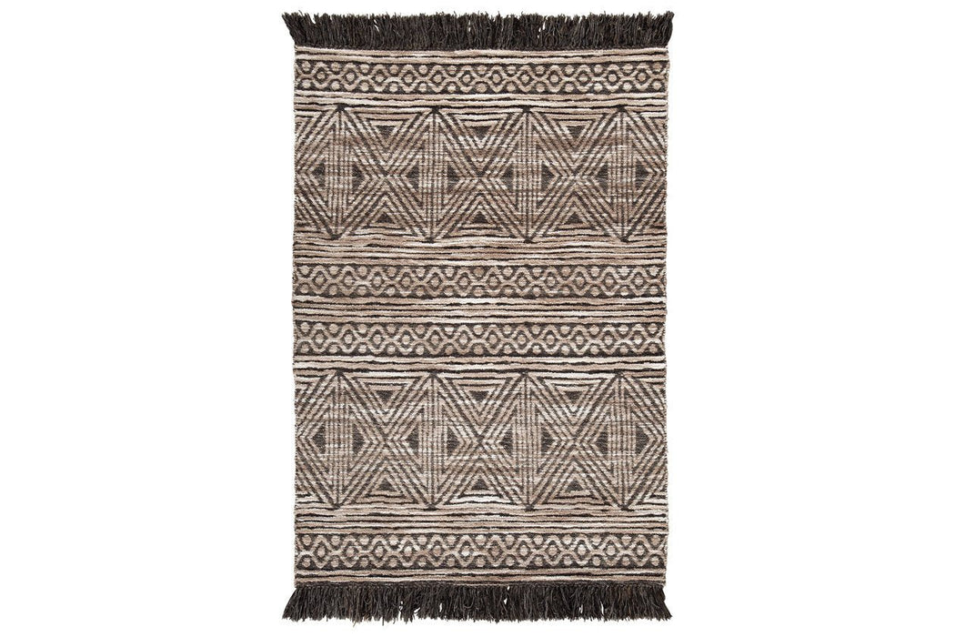 Kylin Taupe/Charcoal/White Large Rug - Lara Furniture